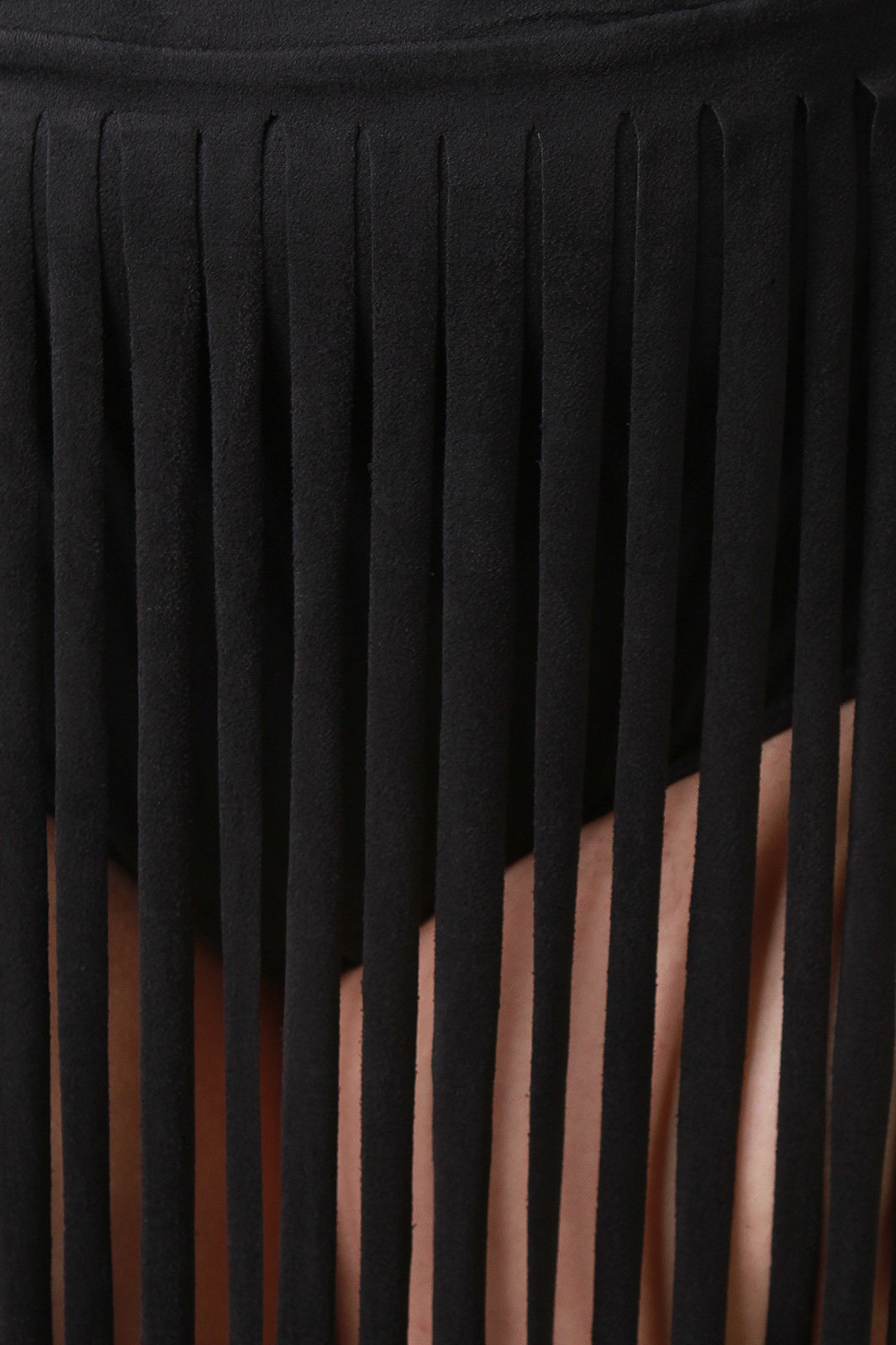 Vegan Suede Two Piece Fringe Maxi Dress