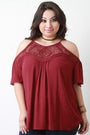 Crochet Yoke Cold Shoulder Flowy Top