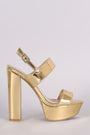 Qupid Metallic Double Band Slingback Platform Heel