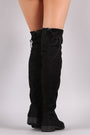 Round Toe Drawstring Tie Riding Suede Over-The-Knee Boots