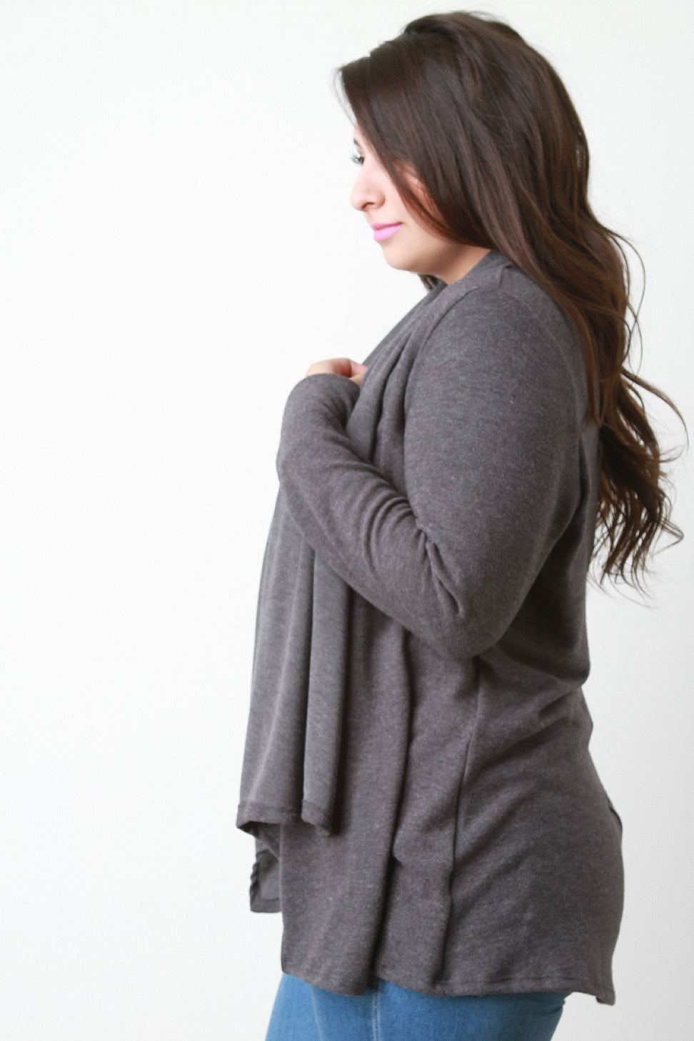 Cozy Knit Draped Collar Cardigan