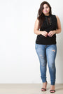 Mock Neck Corset Lace Up Sleeveless Top - NoveltyOne