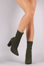 Fitted Pointy Toe Chunky Heeled Boots - NoveltyOne