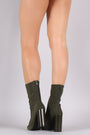 Fitted Pointy Toe Chunky Heeled Boots - NoveltyOne