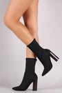 Fitted Pointy Toe Chunky Heeled Boots - NoveltyOne