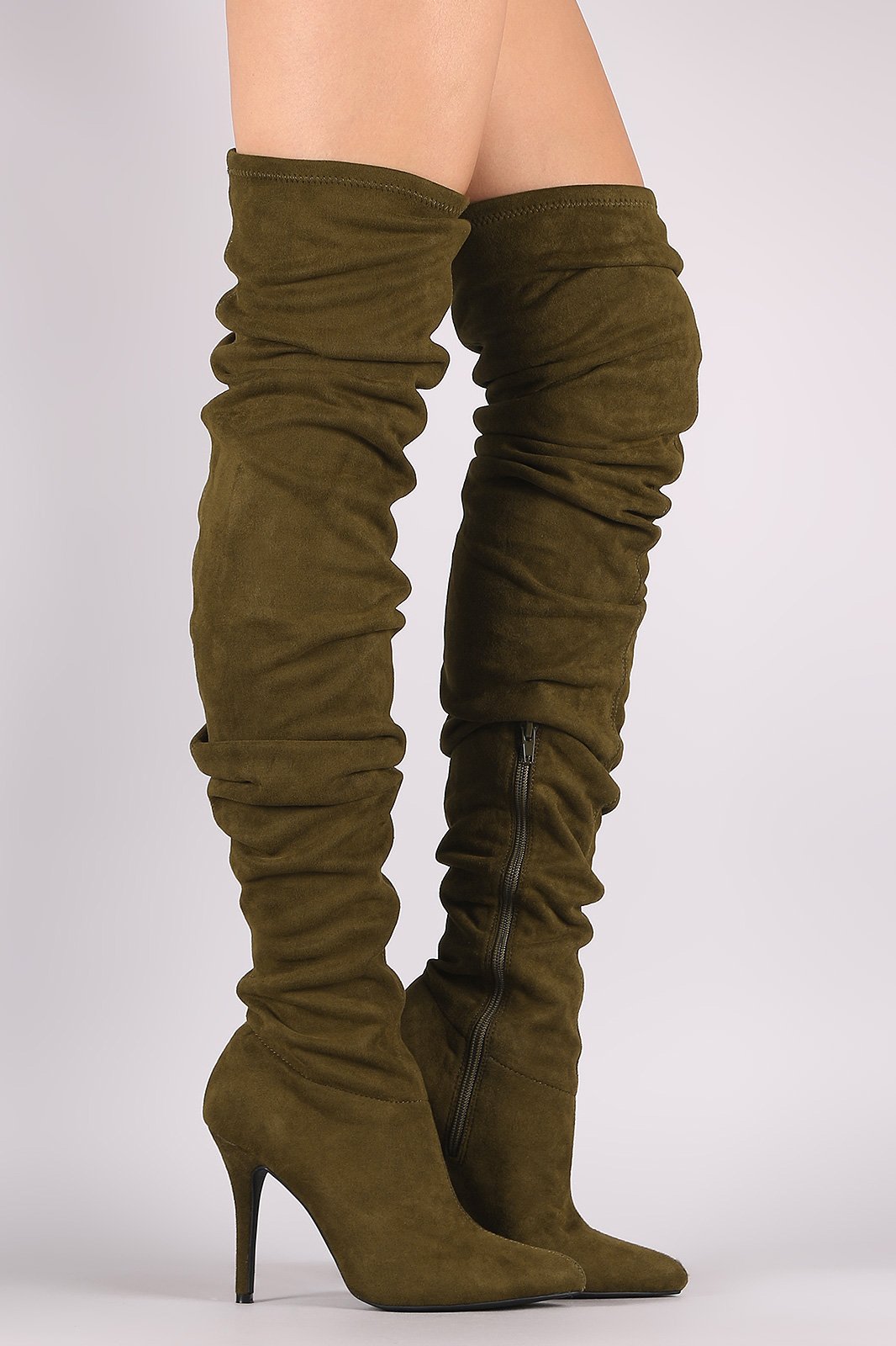 Anne Michelle Suede Slouchy Pointy Toe Stiletto Boots