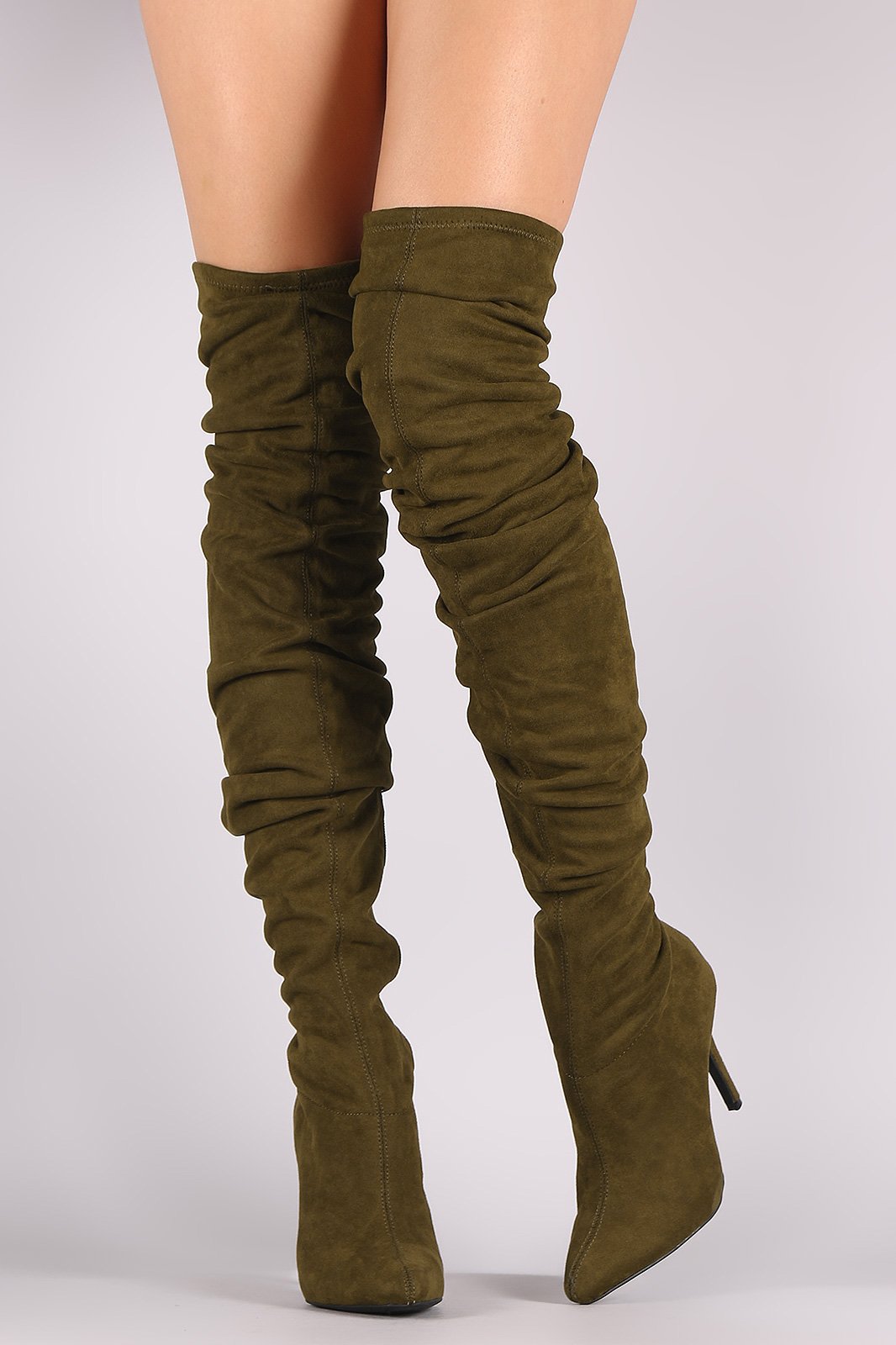 Anne Michelle Suede Slouchy Pointy Toe Stiletto Boots