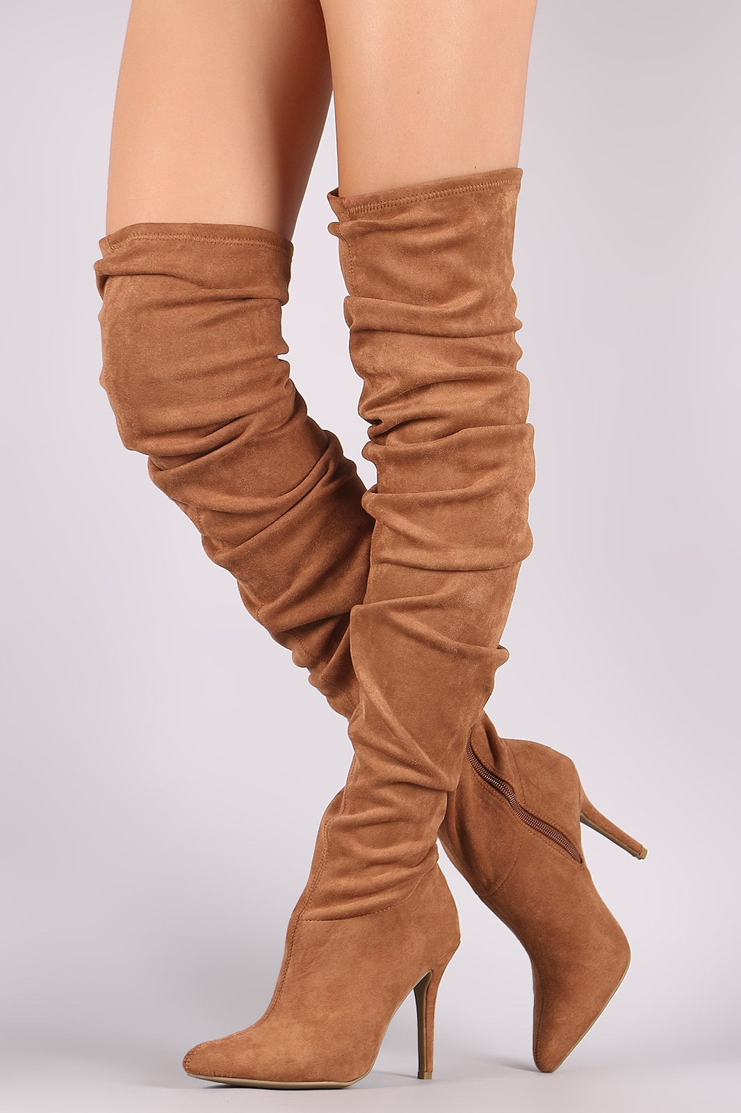 Anne Michelle Suede Slouchy Pointy Toe Stiletto Boots