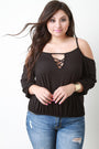 Cold Shoulder Criss Cross Key Hole Blouse