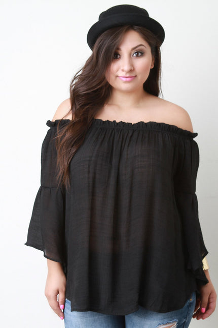 Ruffle Bell Longsleeve Bardot Top