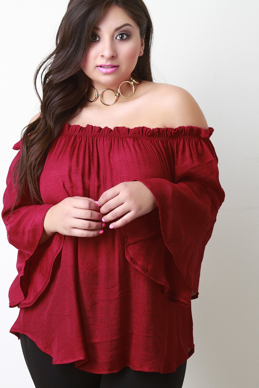 Ruffle Bell Longsleeve Bardot Top