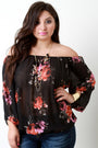 Off The Shoulder Chiffon Rosette Necklace Top - NoveltyOne