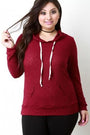 Distressed Rib Knit Longsleeve Hoodie Top - NoveltyOne