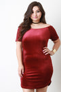 Velvet Rib Knit Off The Shoulder Mini Dress