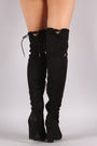 Bamboo Fitted Suede Chunky Heeled OTK Boots