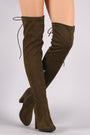 Bamboo Fitted Suede Chunky Heeled OTK Boots