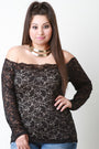 Long Sleeve Lace Bardot Top - NoveltyOne