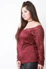 Long Sleeve Lace Bardot Top - NoveltyOne