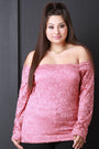 Long Sleeve Lace Bardot Top - NoveltyOne