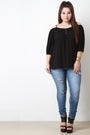 Cold Shoulder Button Detail Peasant Top