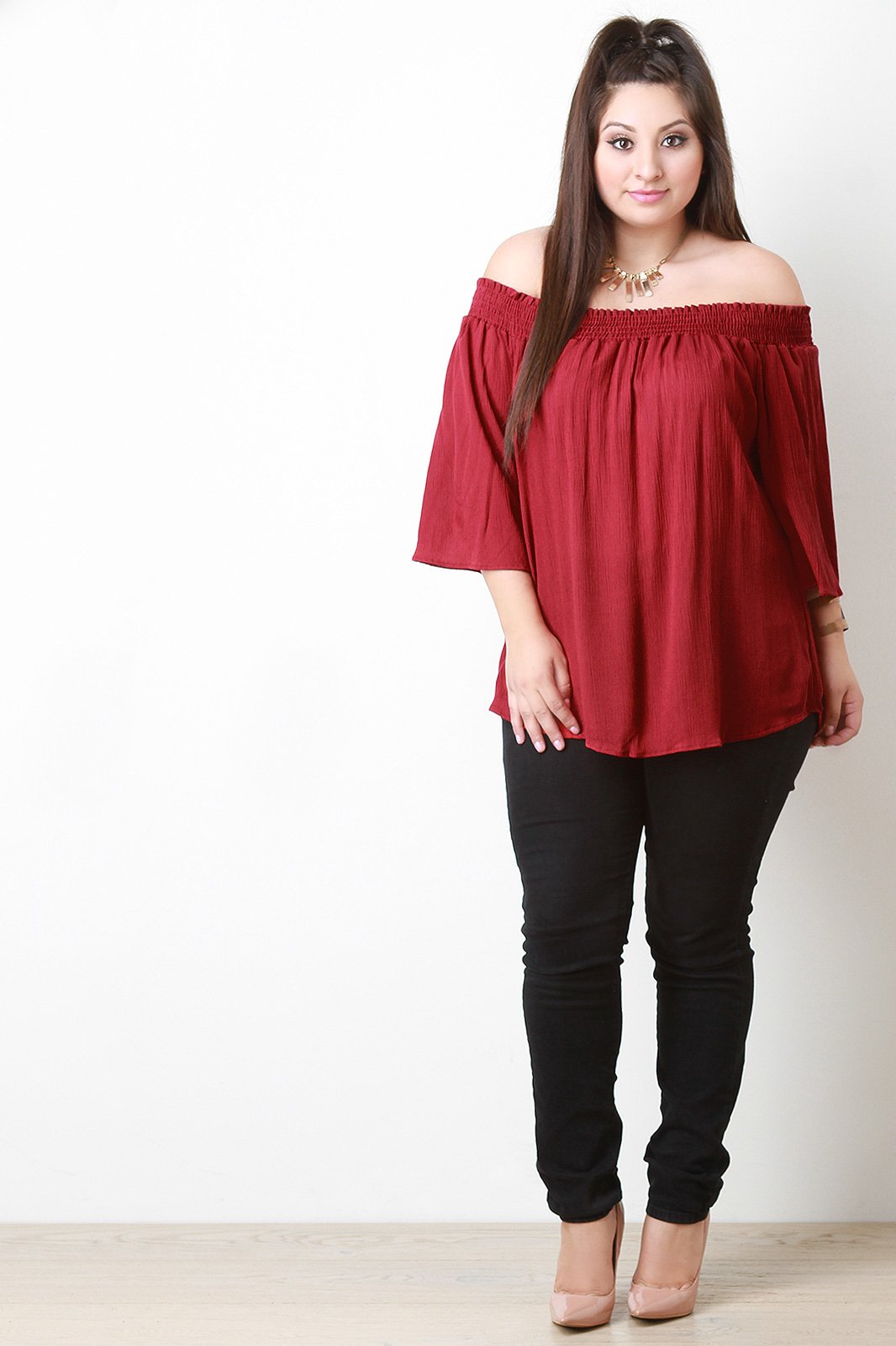 Off the Shoulder Gauze Blouse Top
