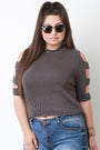 Rib Knit Banded Sleeve Crop Top