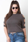Rib Knit Banded Sleeve Crop Top