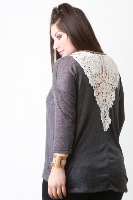 Crochet Slub Knit Sweater Top