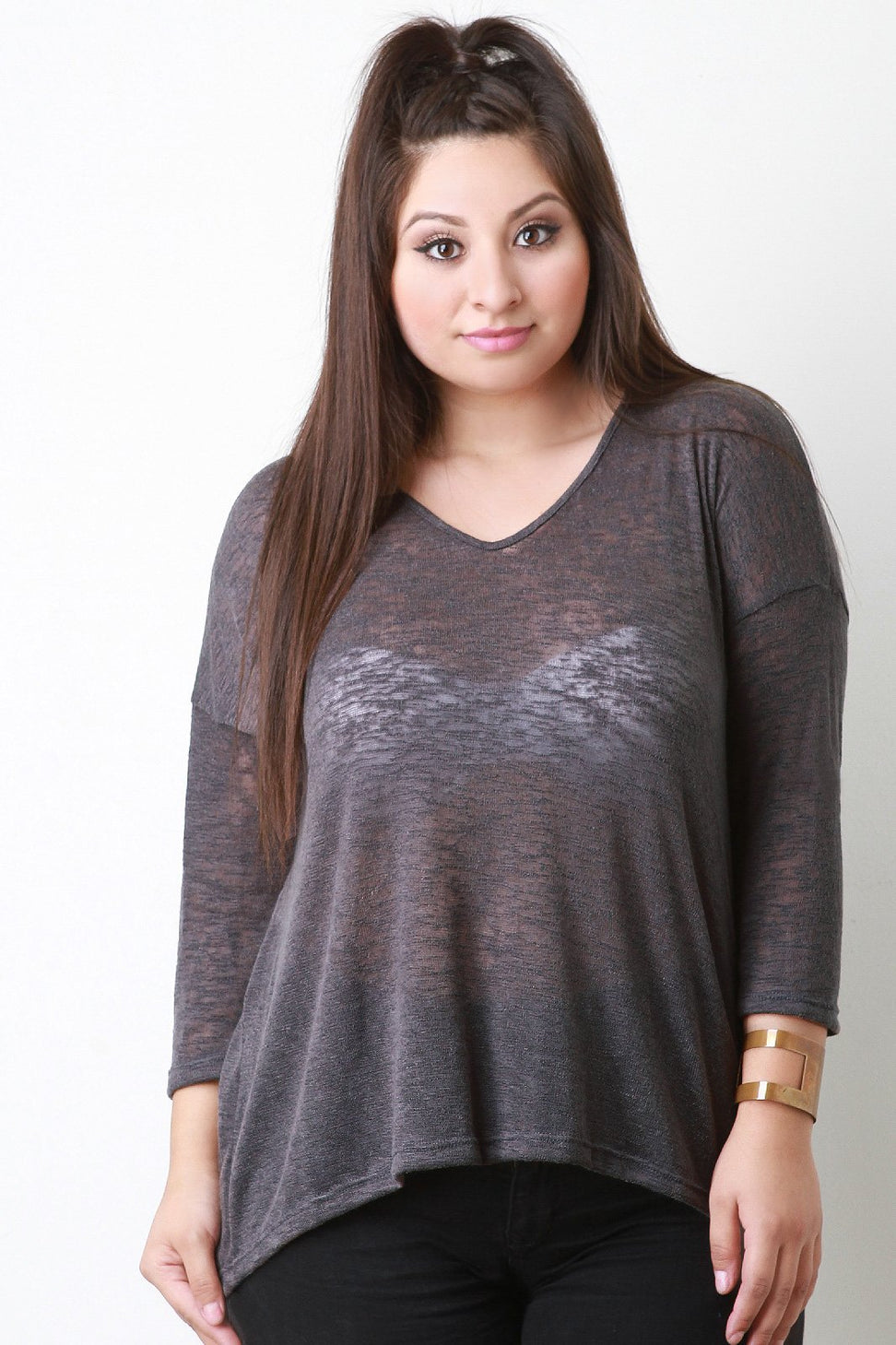 Crochet Slub Knit Sweater Top