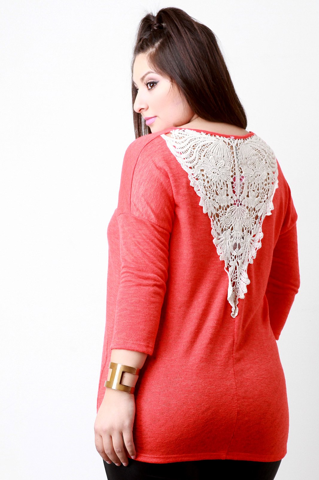 Crochet Slub Knit Sweater Top