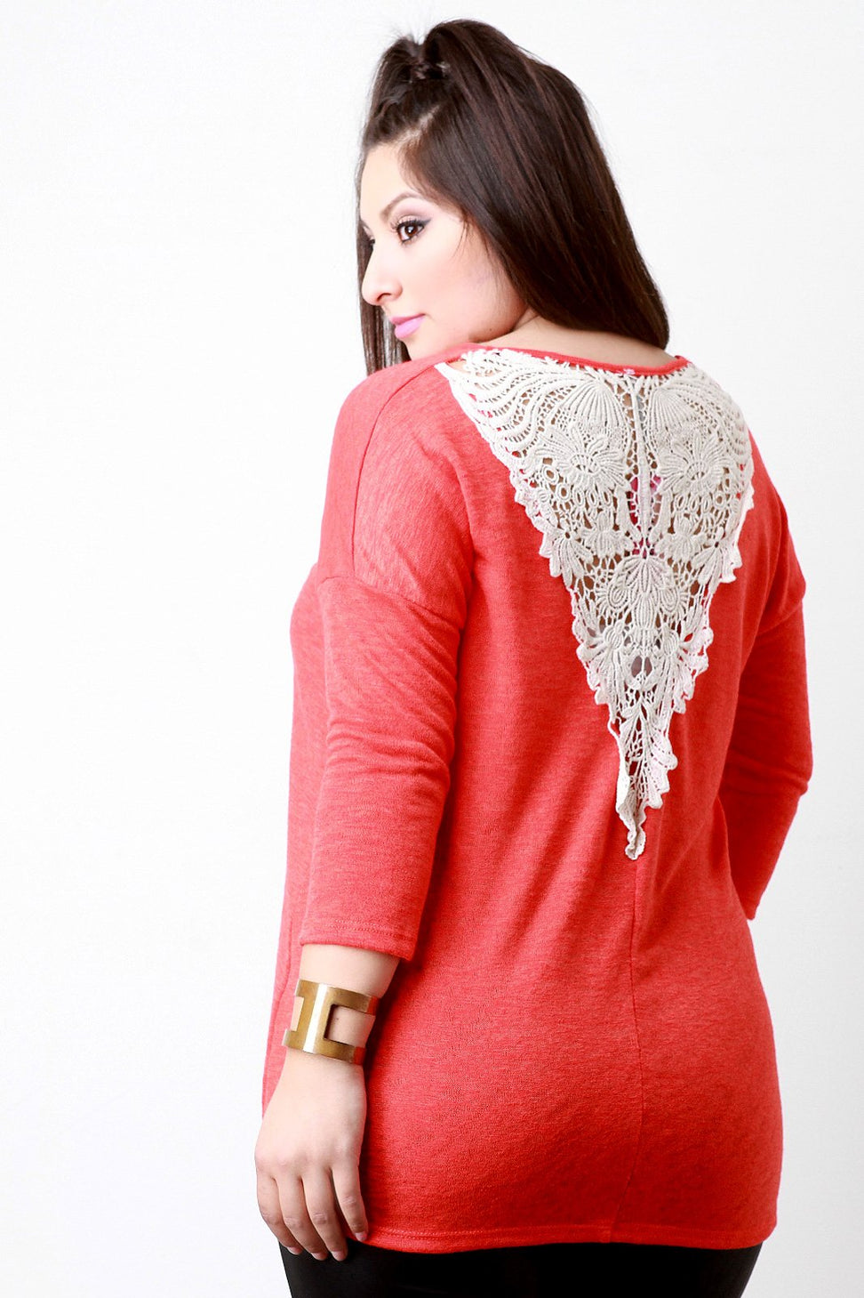 Crochet Slub Knit Sweater Top