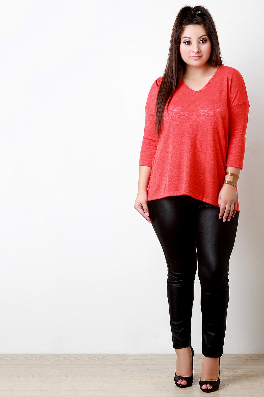 Crochet Slub Knit Sweater Top