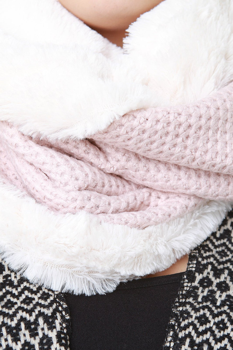 Faux Fur and Knitted Circle Scarf