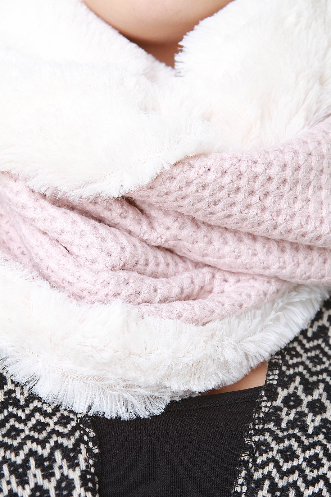 Faux Fur and Knitted Circle Scarf