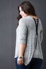 Corset Lace Up Back Marled Knit Top