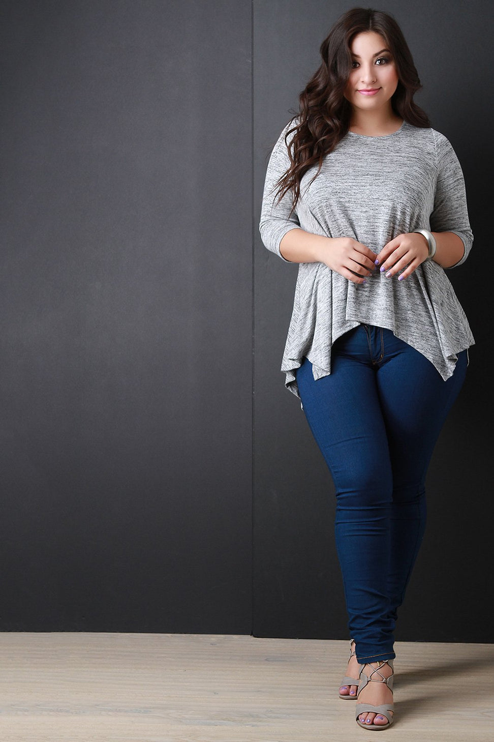 Corset Lace Up Back Marled Knit Top