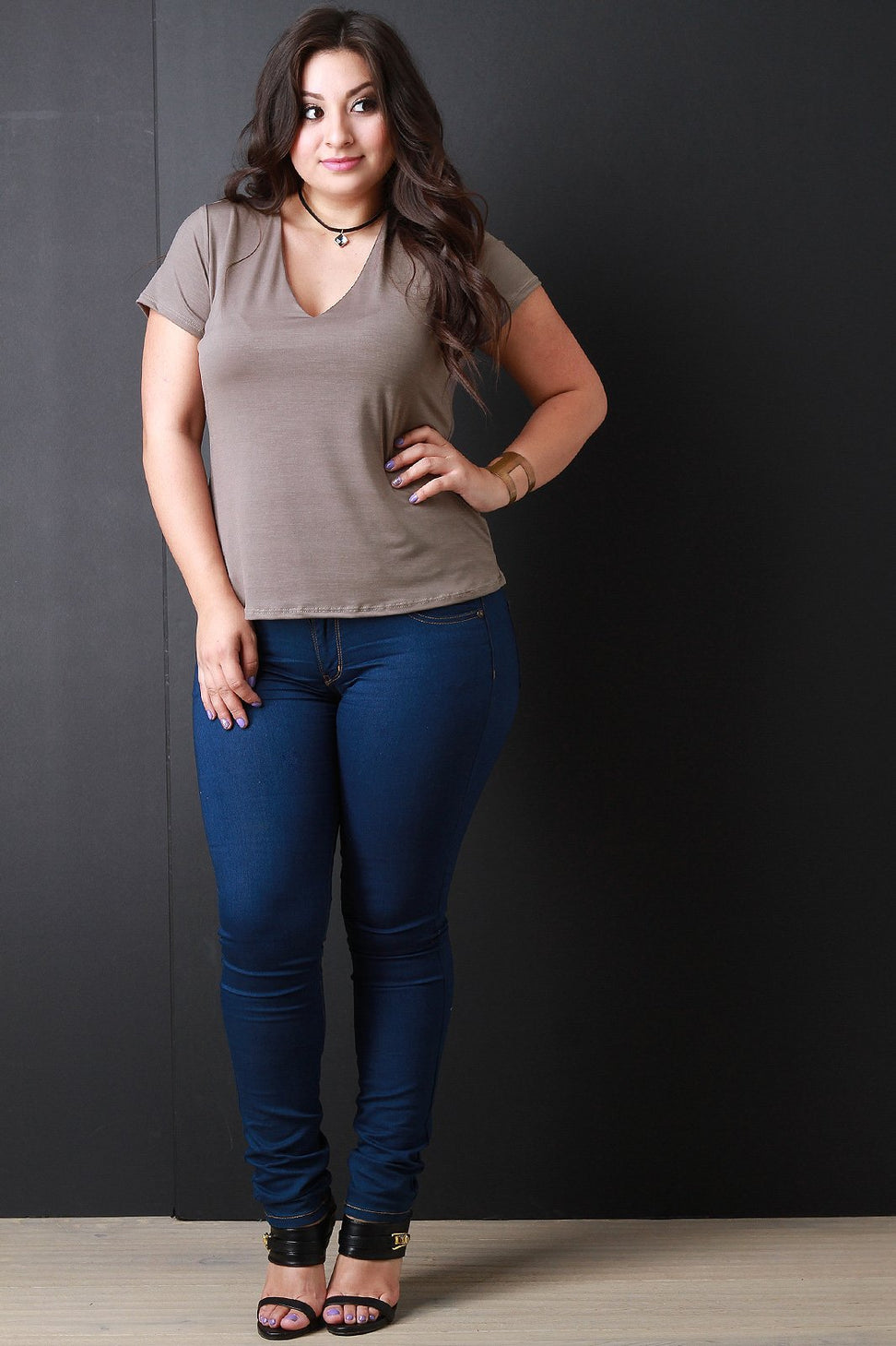 Plus Size Seamless V-Neck Top