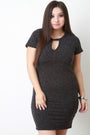 Rib Knit Bodycon Key Hole Sweater Dress