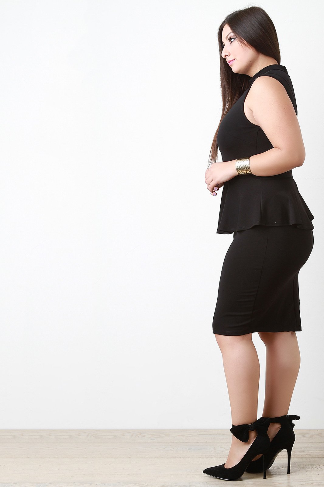 Mock Neck Semi Sheer Mesh Midi Dress - NoveltyOne