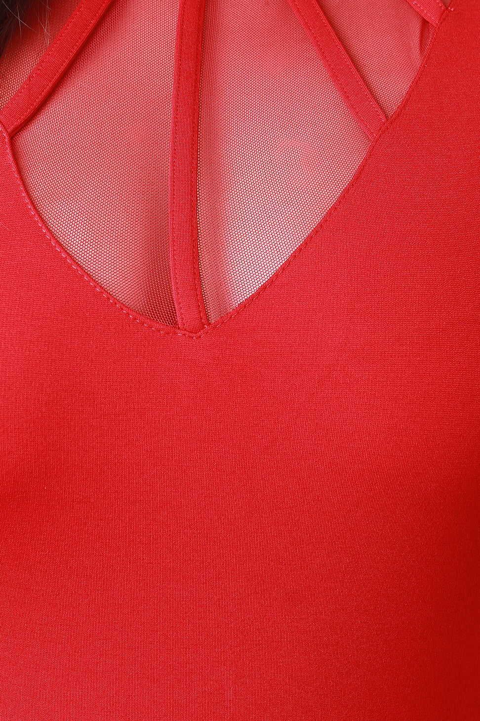 Mock Neck Semi Sheer Mesh Midi Dress - NoveltyOne