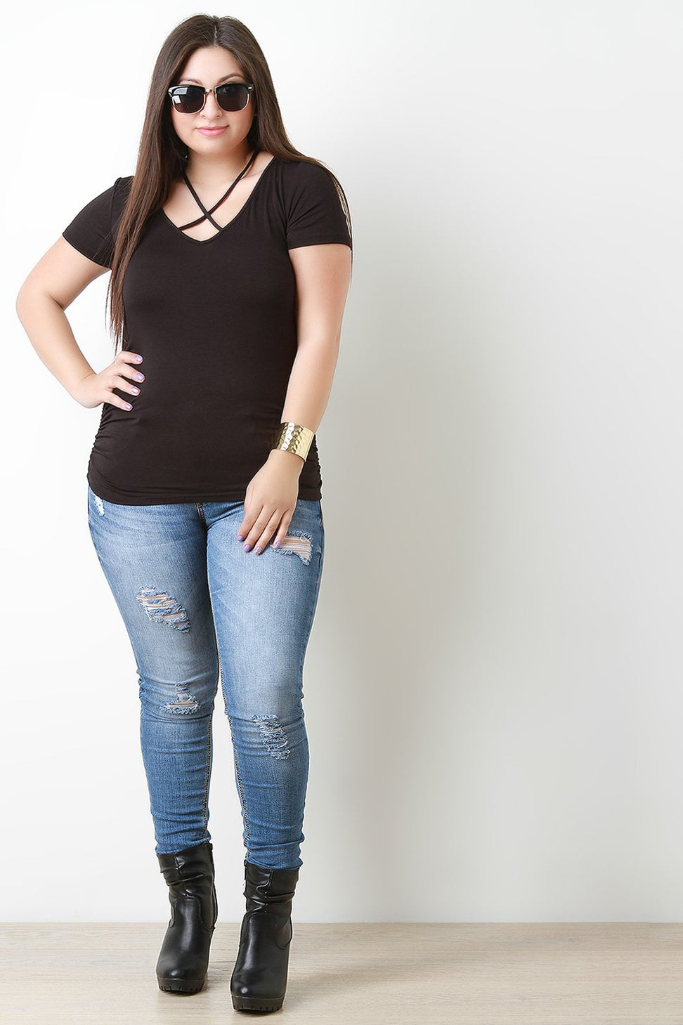 Lattice Caged Yoke Top