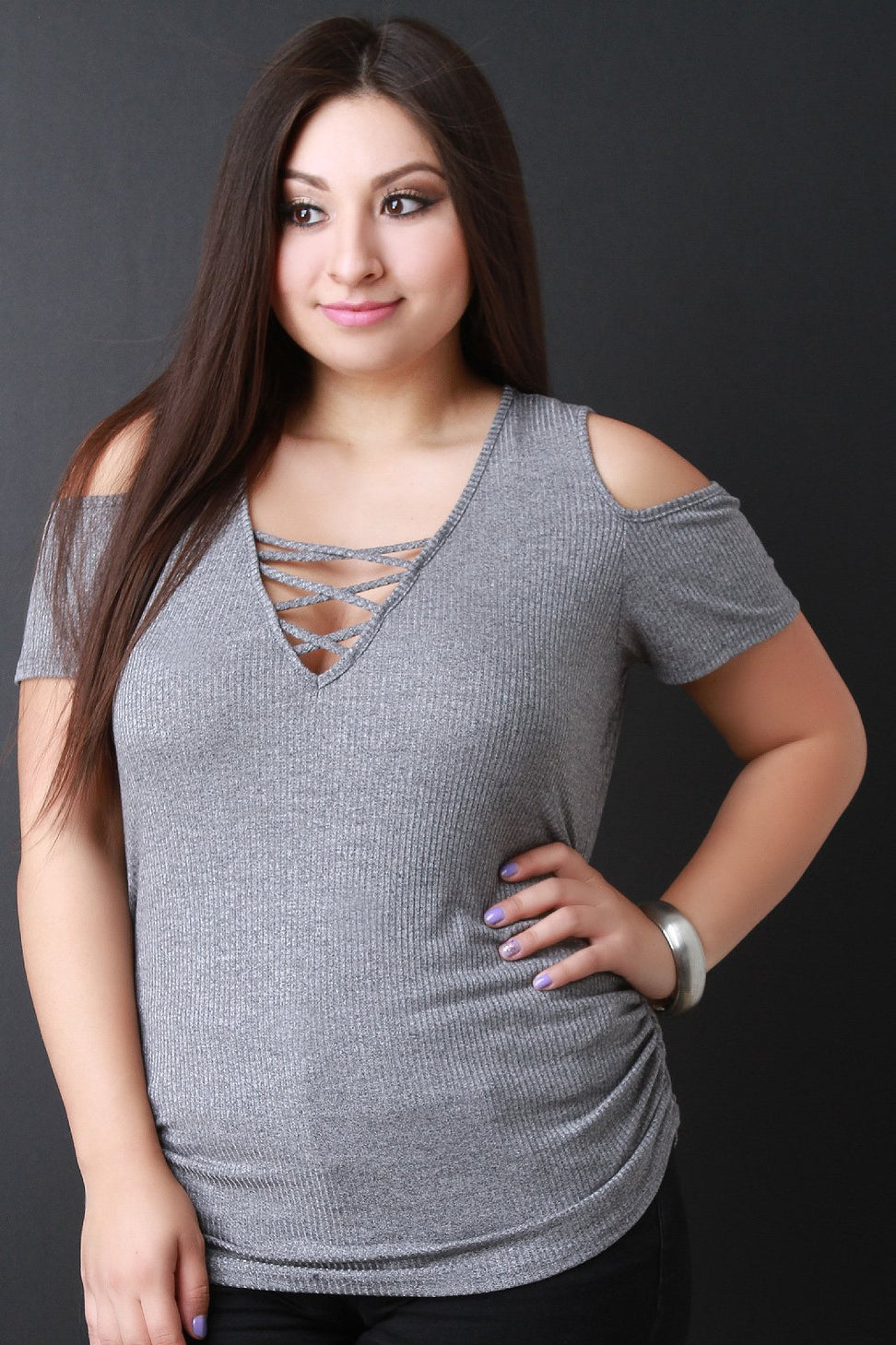 Open Shoulder Criss Cross Neck Top