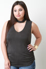 Choker Keyhole-Front Ruched Sleeveless Top