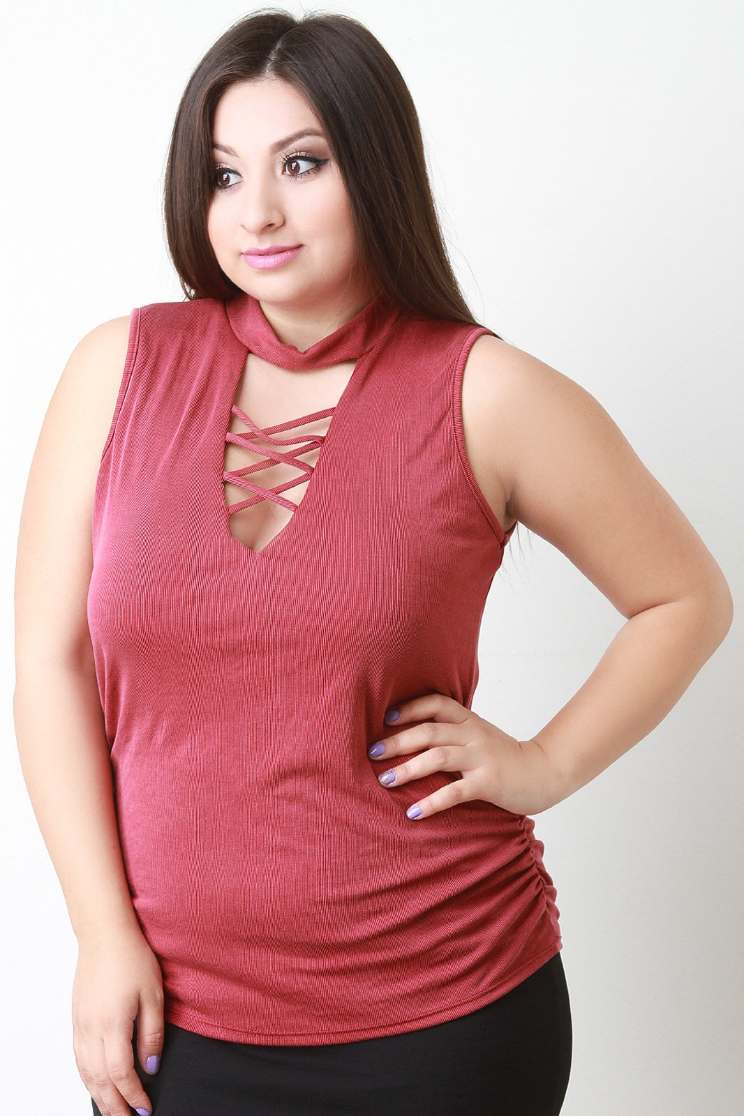 Lattice Choker Sleeveless Top