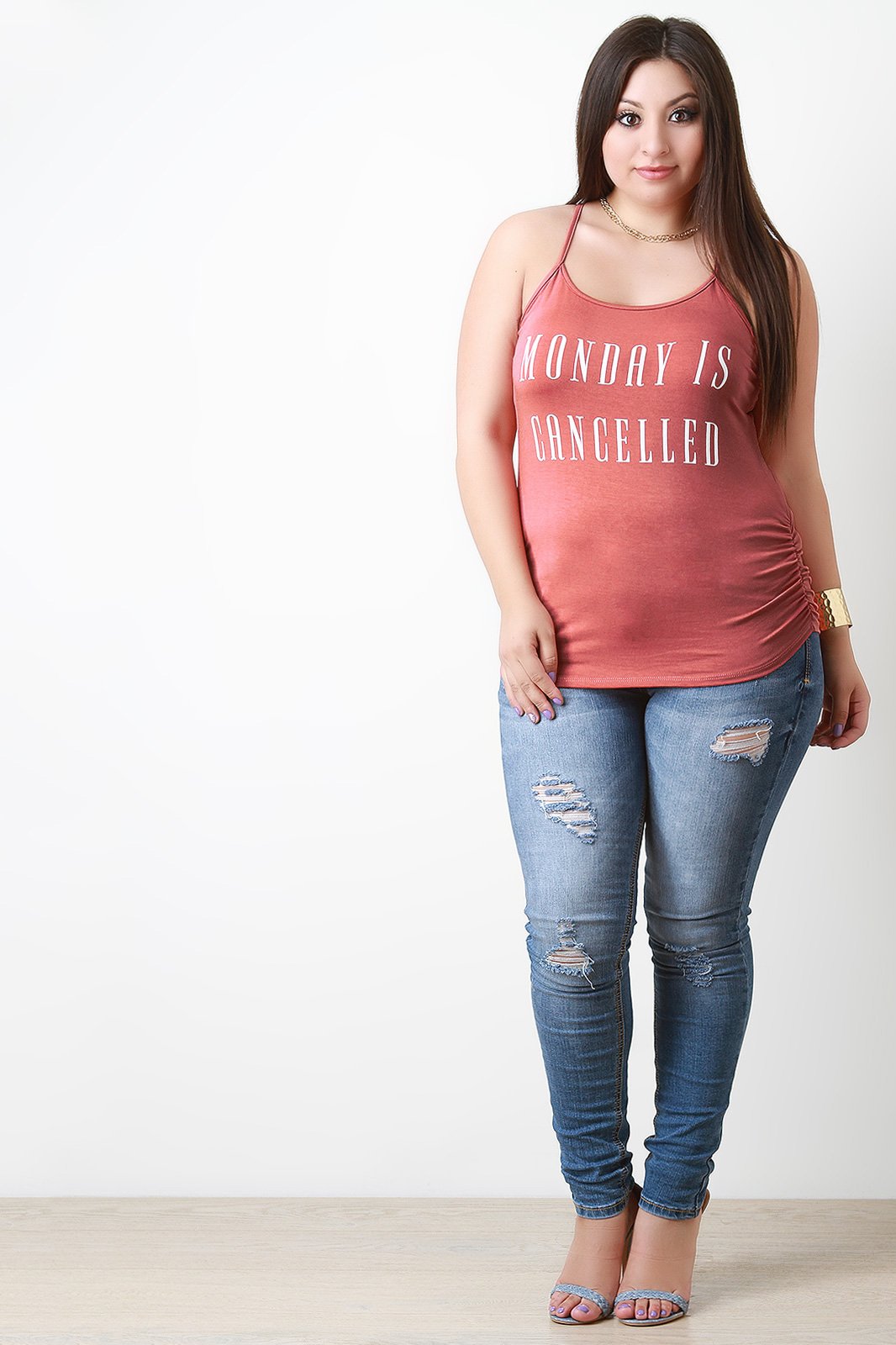 Sleeveless Monday Is Cancelled Print Top