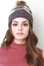 Knitted Gingham Faux Fur Lined Beanie