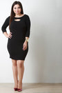 Long Sleeve Cross Over Keyhole Bodycon Dress - NoveltyOne