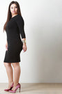 Long Sleeve Cross Over Keyhole Bodycon Dress - NoveltyOne