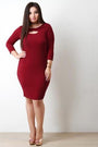 Long Sleeve Cross Over Keyhole Bodycon Dress - NoveltyOne