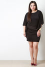 Asymmetrical Dolman Sleeve Tie Mini Dress